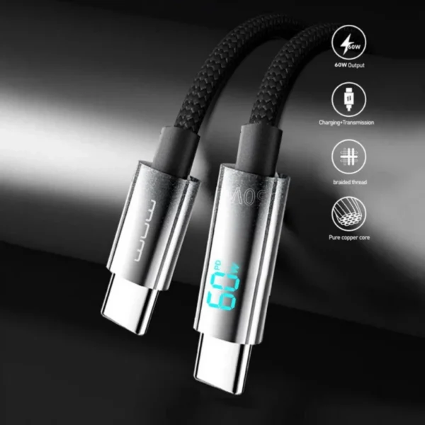 Cabo USB-C para USB-C 60W WUW X214 1m Carregamento Rápido PD