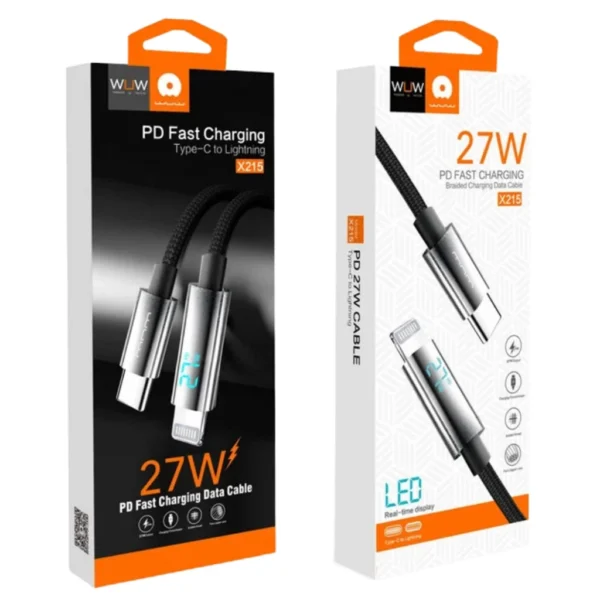 Cabo USB-C para Lightning 27W WUW X215 1m Carregamento Rápido