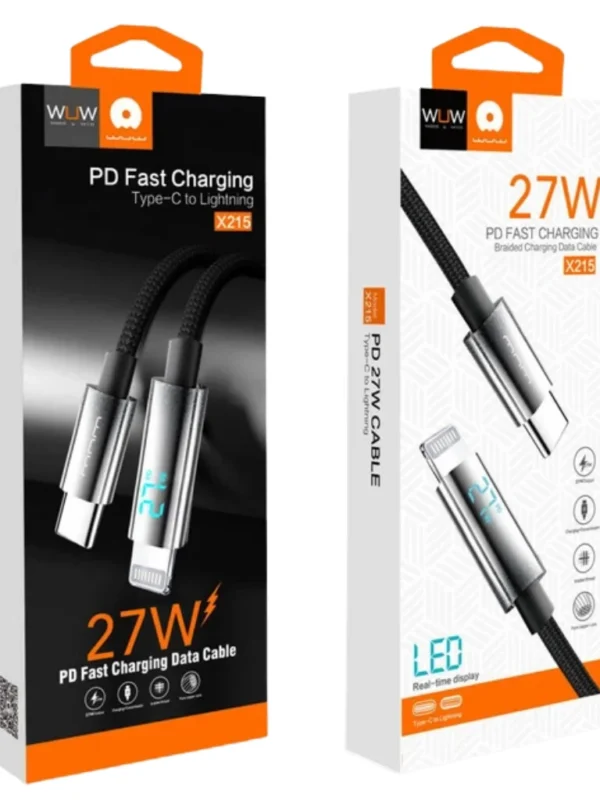 Cabo USB-C para Lightning 27W WUW X215 1m Carregamento Rápido