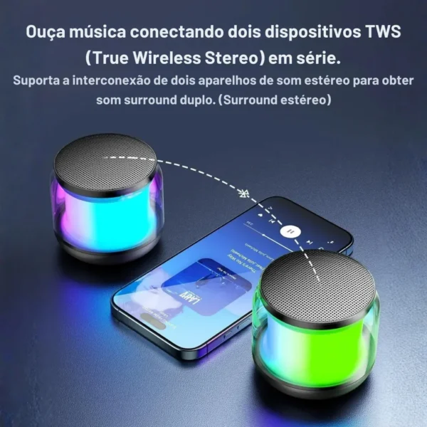 Caixa de Som Bluetooth Portátil WUW R213 LED RGB