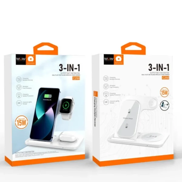 carregador-sem-fio-3-em-1-wuw-c250-wireless-01 Carregador Sem Fio 3 em 1 WUW C250 Base Wireless Qi