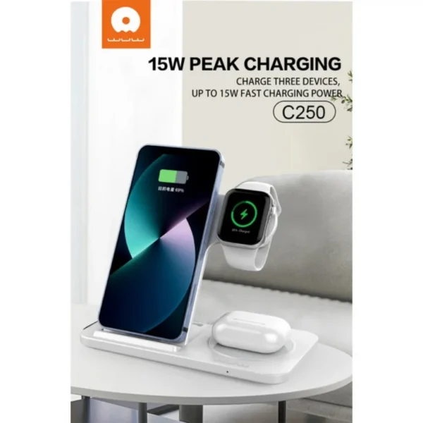 carregador-sem-fio-3-em-1-wuw-c250-wireless-02 Carregador Sem Fio 3 em 1 WUW C250 Base Wireless Qi