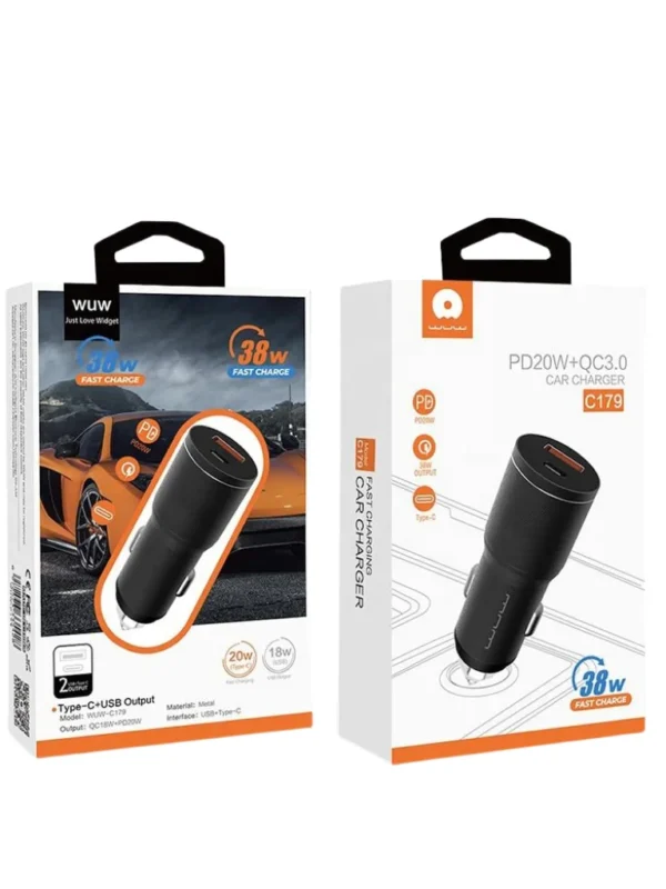 Carregador Veicular WUW T76C USB-C com Cabo Tipo C