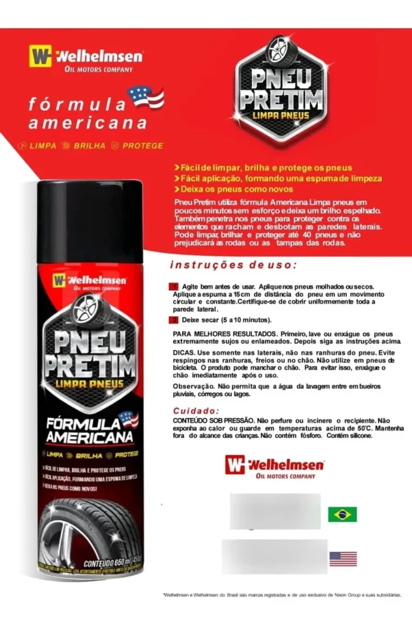 Pretinho Para Pneus Welhelmsen 650ml Spray Brilho Intenso